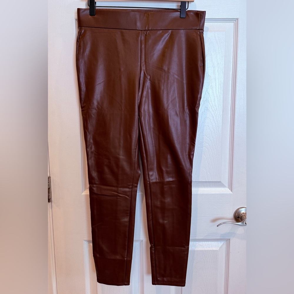 LOFT Maroon Faux Leather Pants